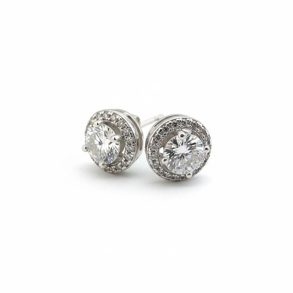 5mm 1.0 CT Moissanite Round Halo Earrrings NWT